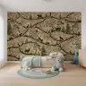 Whimsical Woodland Animals Beige Green Wallpaper 8