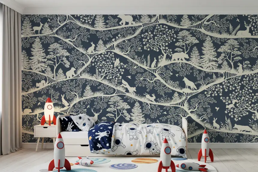 Nordic Nature Blue White Wall Mural