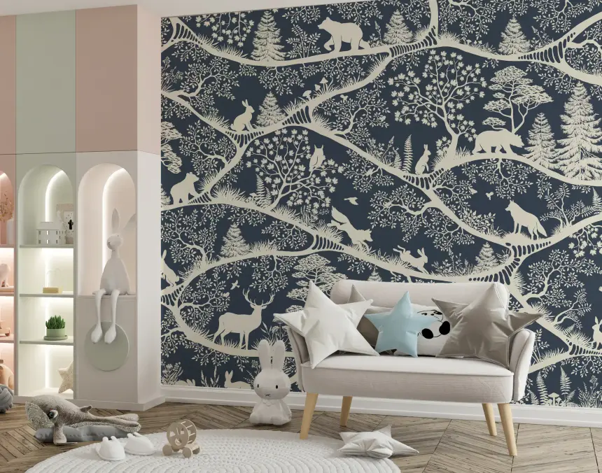 Nordic Nature Blue White Wall Mural