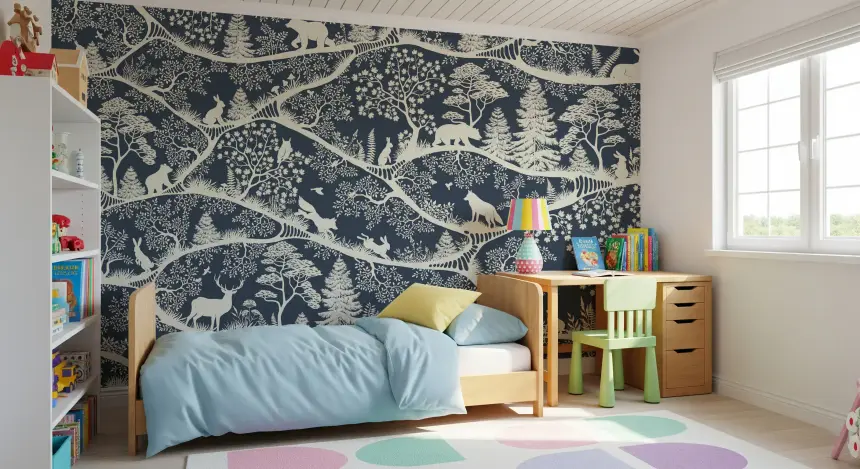 Nordic Nature Blue White Wall Mural