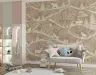 Enchanted Woodland Animals Beige & White Wall Mural 8