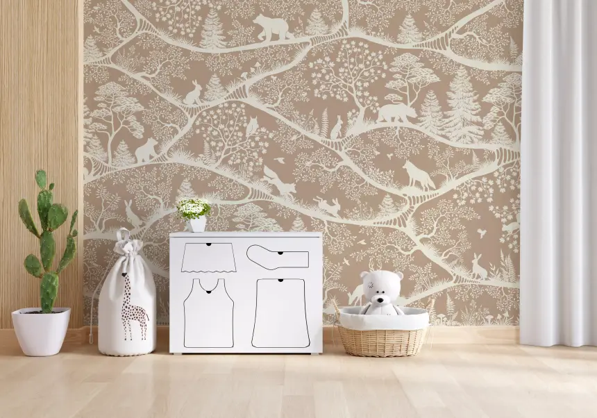 Nordic Nature Brown White Wall Mural