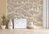 Enchanted Woodland Animals Beige & White Wall Mural 6