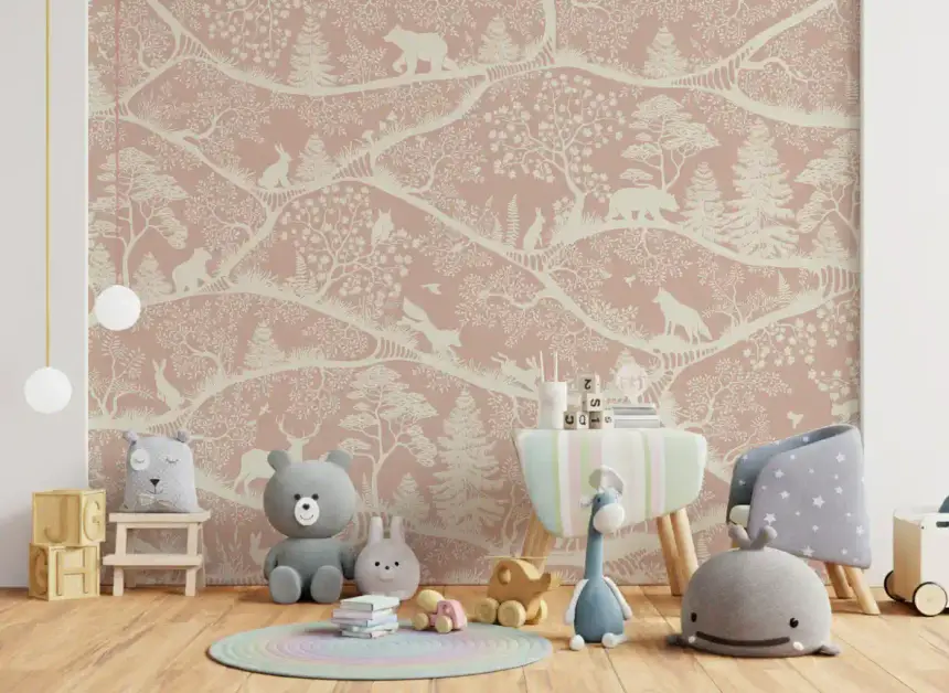 Nordic Nature Pink White Wall Mural