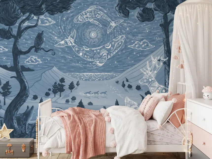 Spirit Night Blue Wall Mural