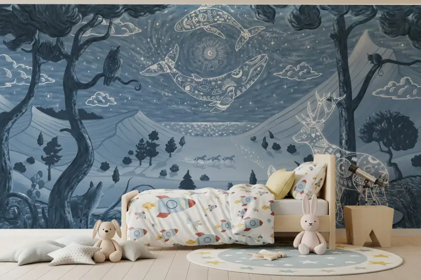 Spirit Night Blue Wall Mural