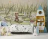 Playful Bear and Bunny Pond Adventure Wall Mural 8