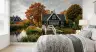 Charming Autumn Village Canal Wall Mural 8