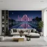 Majestic Taj Mahal Night Reflection Wall Mural 8