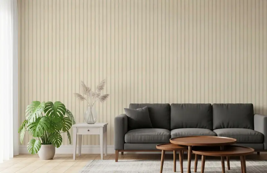 Soft Candy Stripes on Canvas Muted Wallpaper