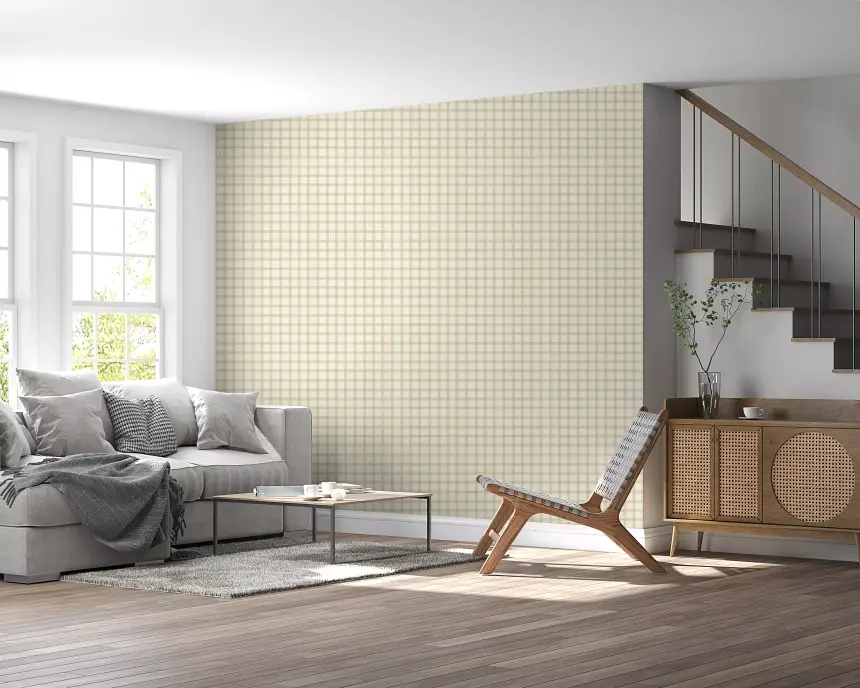 Soft Gingham on Canvas Muted Wallpaper