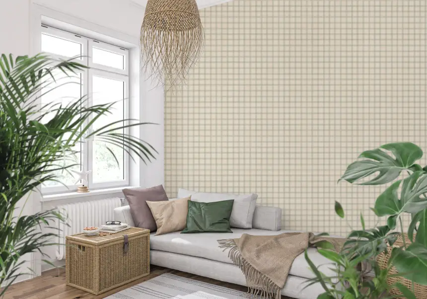 Soft Gingham on Canvas Muted Wallpaper