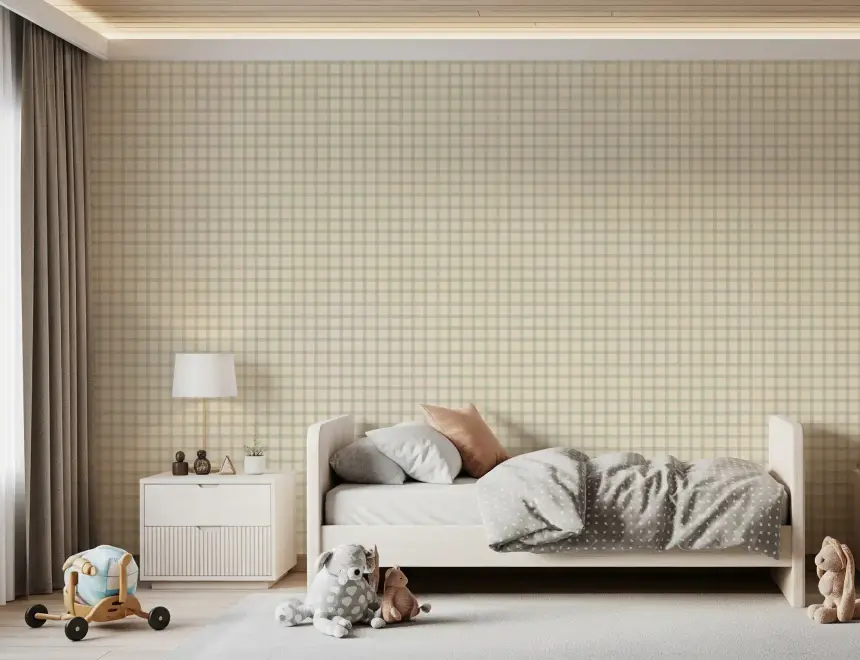 Soft Gingham on Canvas Muted Wallpaper