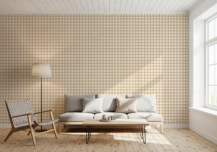 Soft Gingham on Canvas Vintage Wallpaper
