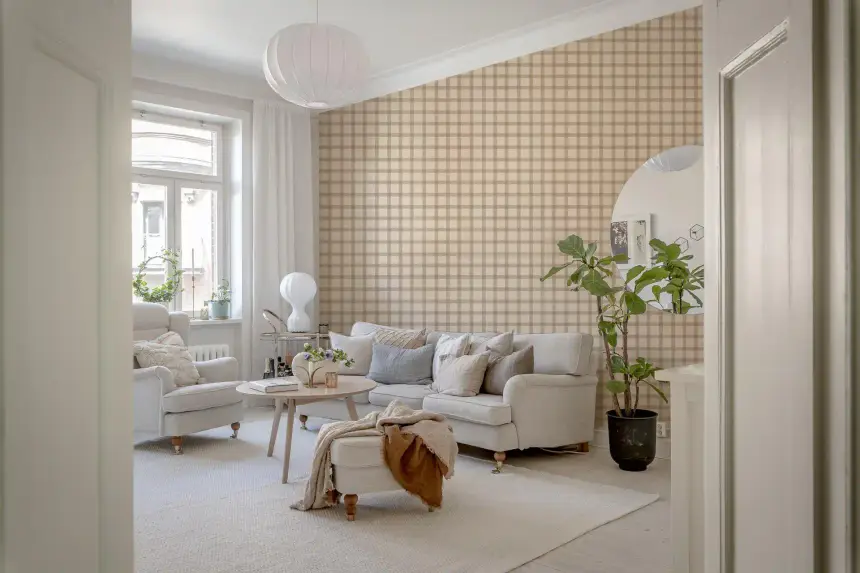 Soft Gingham on Canvas Vintage Wallpaper