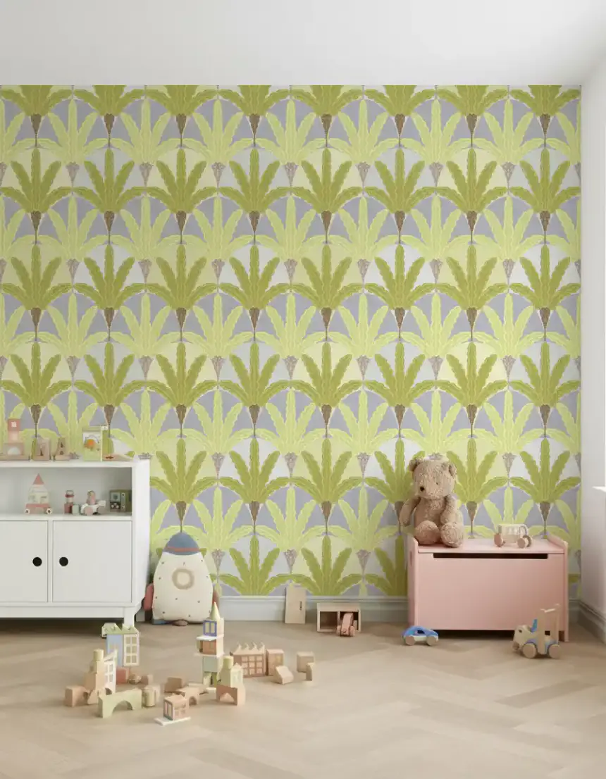 Verdant Fan Pattern Wallpaper