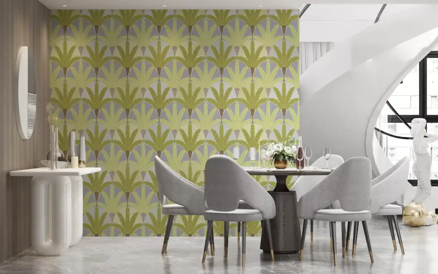 Verdant Fan Pattern Wallpaper