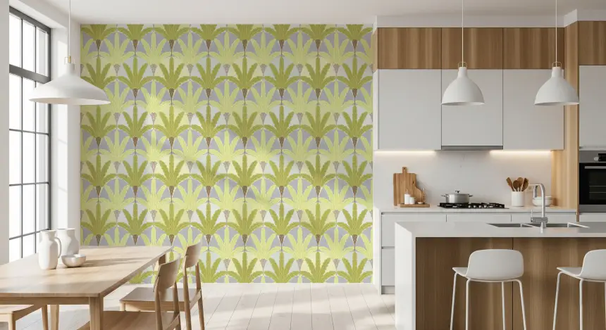 Verdant Fan Pattern Wallpaper