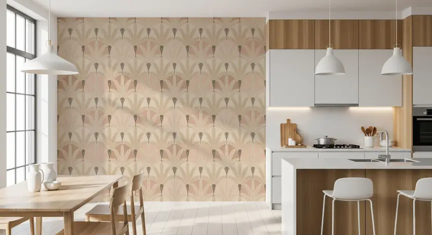 Blush Deco Foliage Wallpaper