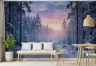 Snowy Pine Forest Pastel Sky Wall Mural 7