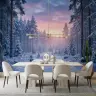 Snowy Pine Forest Pastel Sky Wall Mural 8