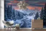 Snowy Mountain Road Sunset Wall Mural 8