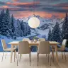 Snowy Mountain Road Sunset Wall Mural 6