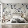 Elegant Navy and Beige Bamboo Leaf Wall Mural 6