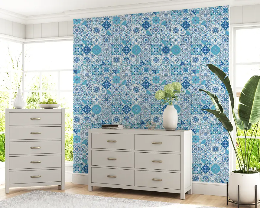 Mediterranean Hues/ Azulejo Tiles 2 Wallpaper