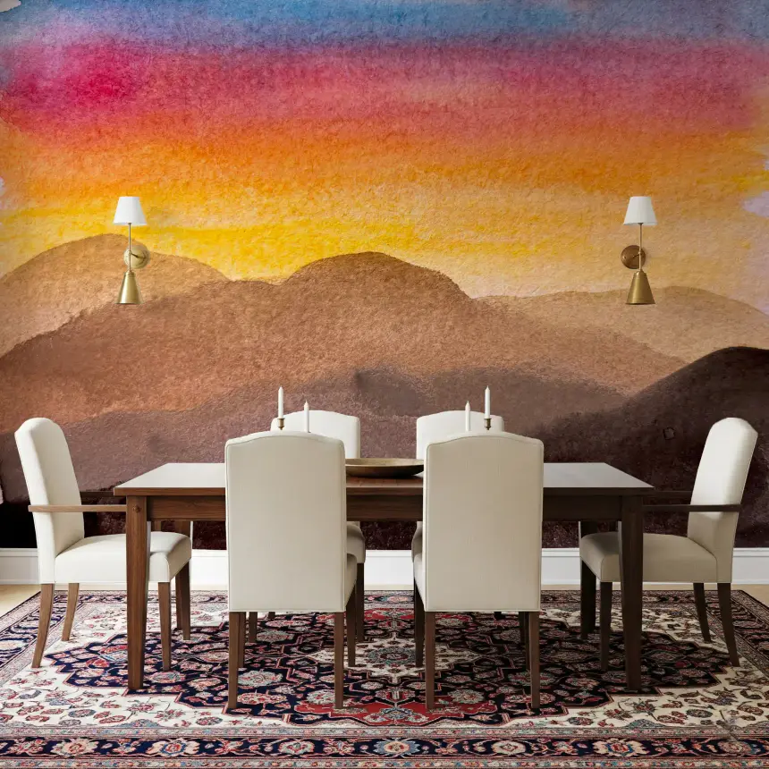 Watercolor Sunset Wall Mural