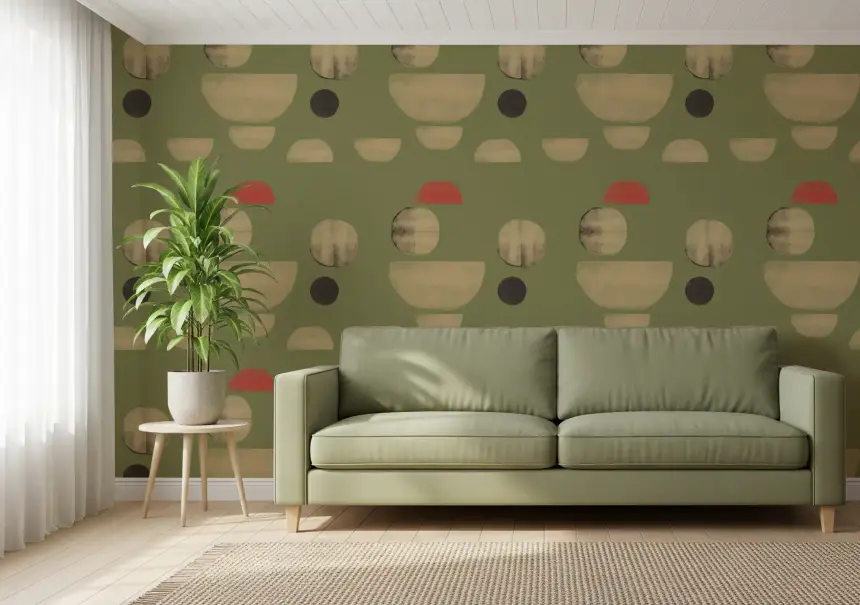 Abstract Earth Tone Shapes Wallpaper