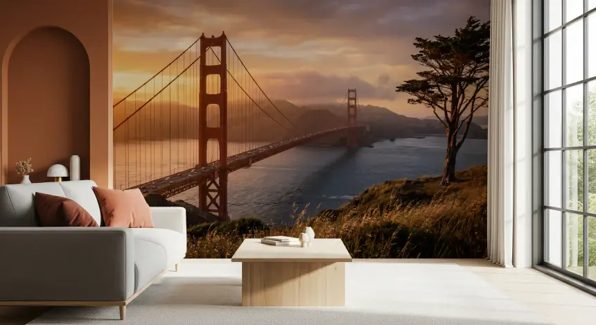 Golden Gate Sunset Vista Wall Mural