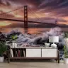 Dramatic Golden Gate Sunset Waves Wall Mural 6