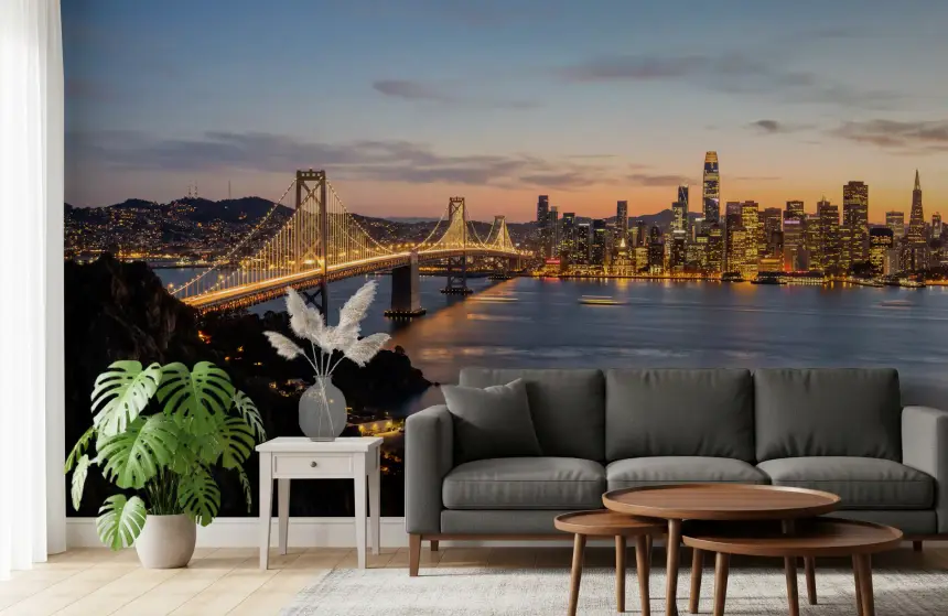 Bay Bridge Evening Majesty Wall Mural