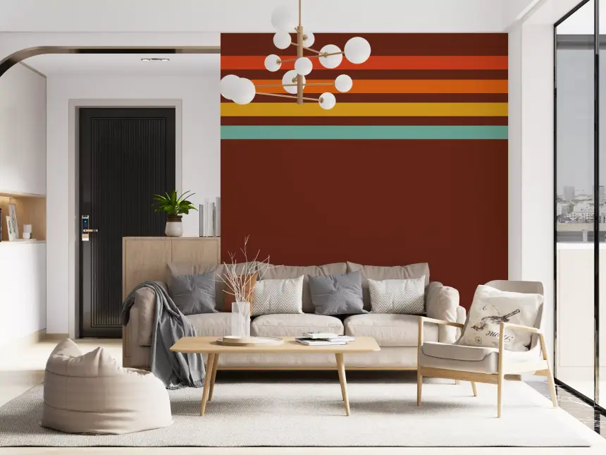 Retro Stripe Horizon Wall Mural