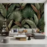 Exotic Tropical Foliage Black Wall Mural 7