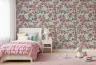 Sakura Blossom Floral Wallpaper on Textured Teal 7