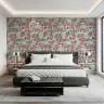 Sakura Blossom Floral Wallpaper on Textured Teal 6