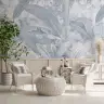 Misty Blue Watercolour Tropical Leaf Wall Mural 5