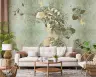 Textured Teal Floral Woman Portrait Wall Mural 6