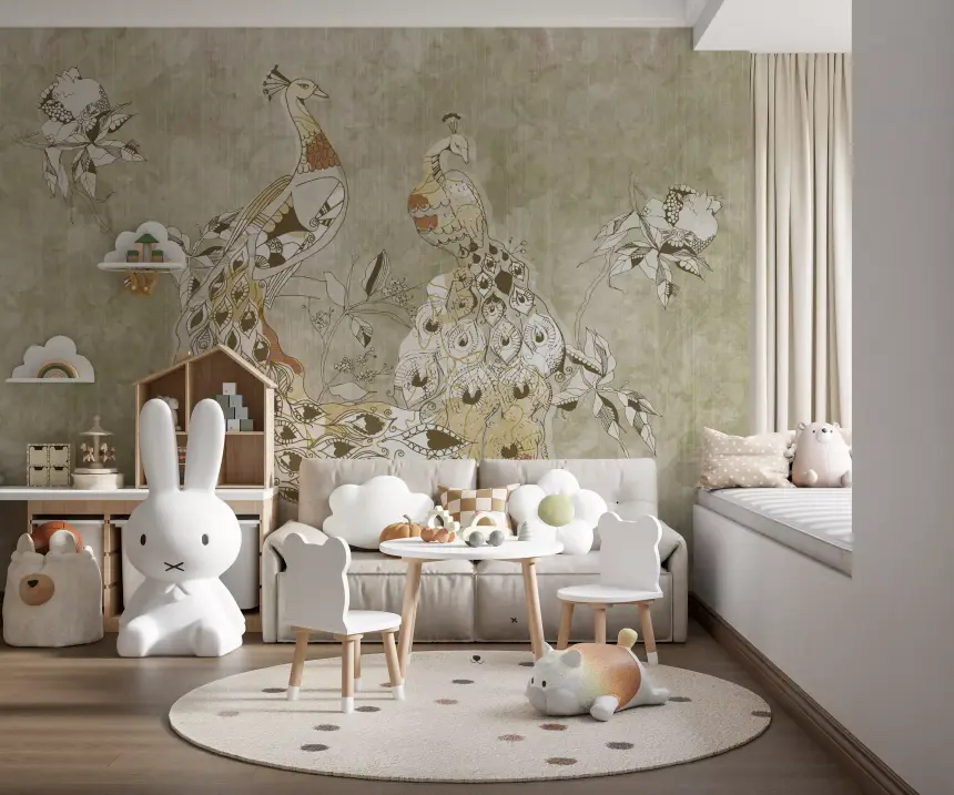 Ornate Vintage Bird Wall Mural Wall Mural