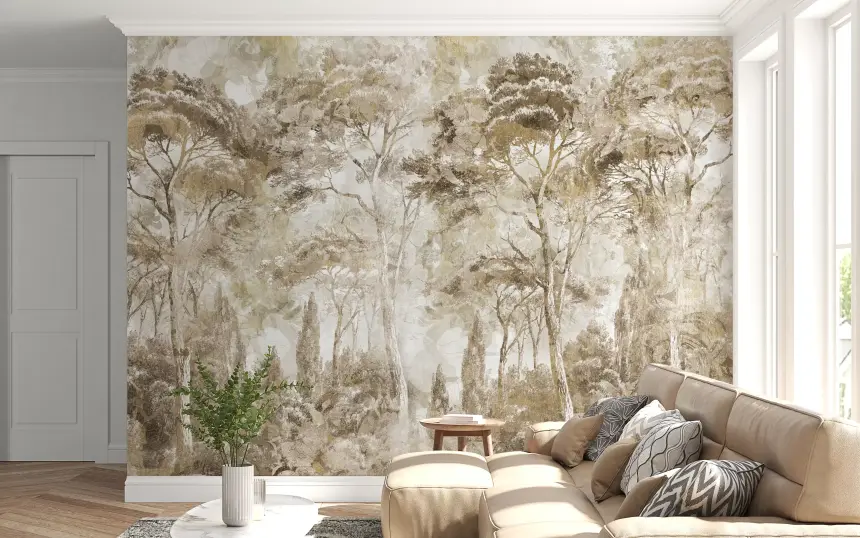 Antique Woodland Landscape Wall Mural