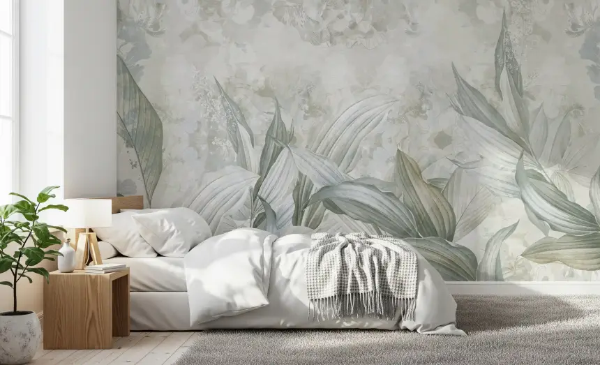 Soft Neutral Botanical Wall Mural