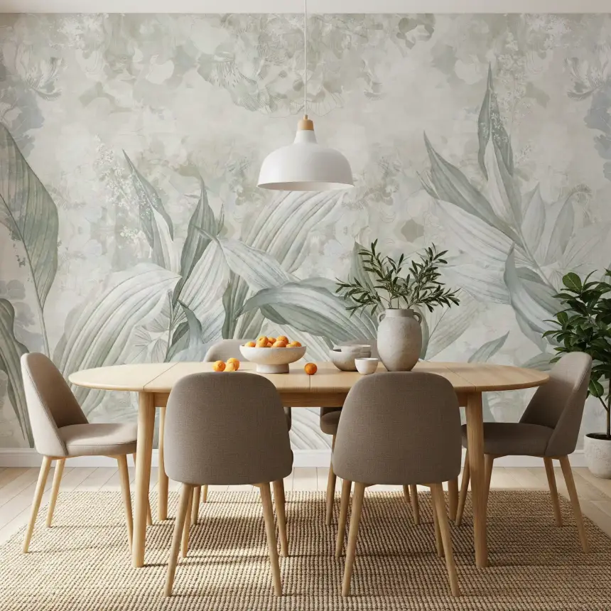 Soft Neutral Botanical Wall Mural