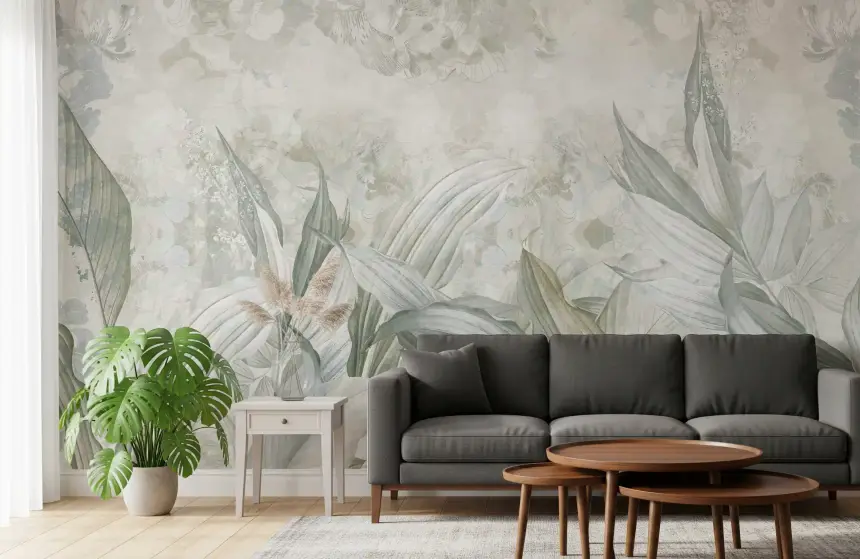 Soft Neutral Botanical Wall Mural