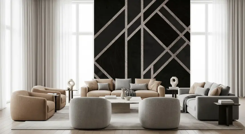 Luxe Black Art Deco Wall Mural