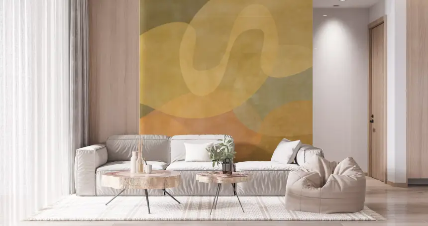 Golden Ochre Organic Flow Wall Mural