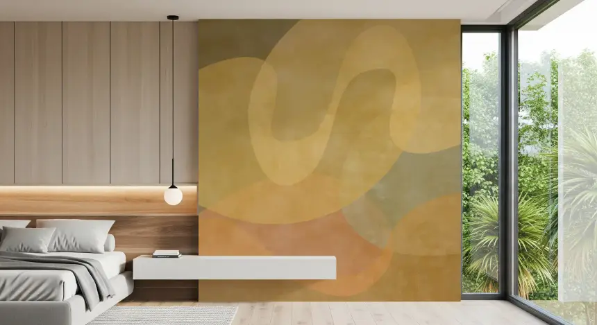 Golden Ochre Organic Flow Wall Mural