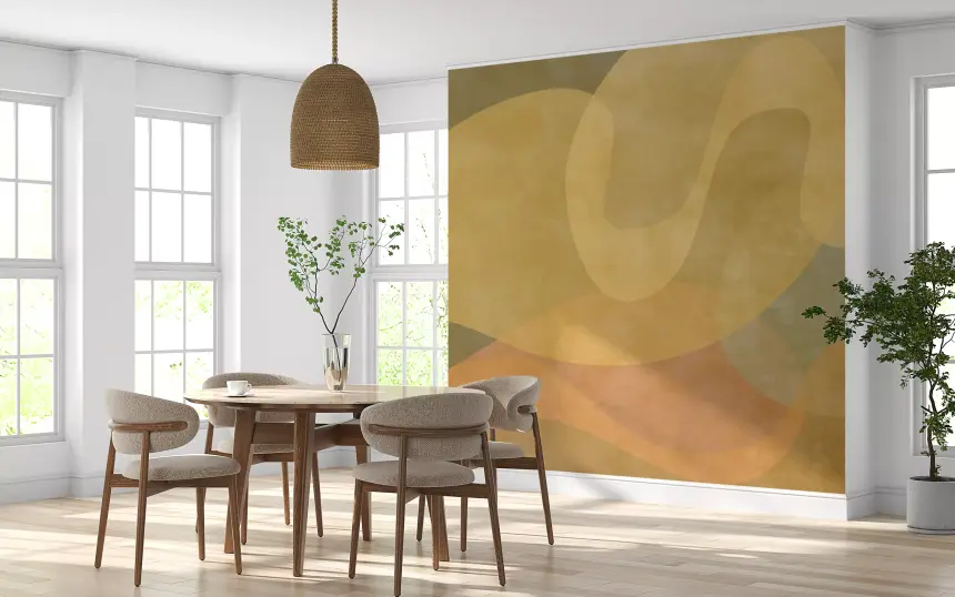 Golden Ochre Organic Flow Wall Mural