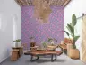 Stylized Pink Floral Vines on Grey Wallpaper 6